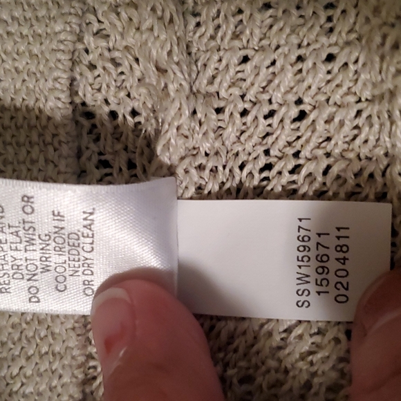 J Jill Linen Blend Open Knit V Neck Sweater Tan Size XL - Picture 9 of 9